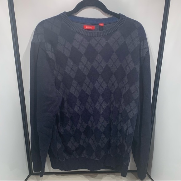 Izod Sweater Adult Size XL Blue Argyle Men - Picture 1 of 7